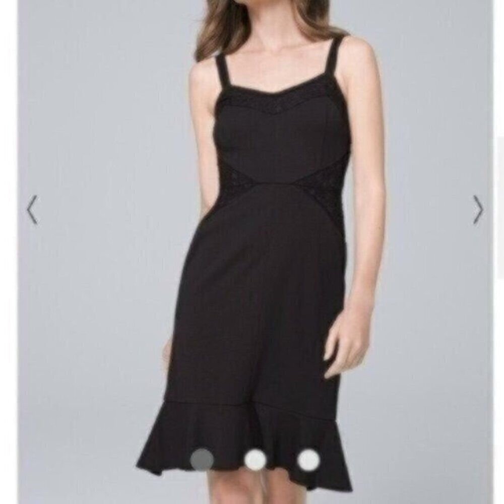 NWOT White House Black Market Flutter-Hem Black Dress